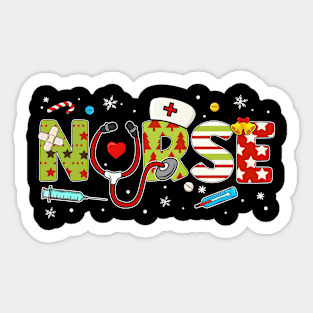 Nurse Christmas Stethoscope Nurses Cute Xmas Scrub Top Women Sticker